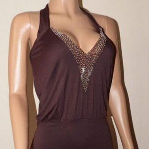 brown bodycon sequin cleavage dolls cb of halter house the mini dress BNWT 8 10
